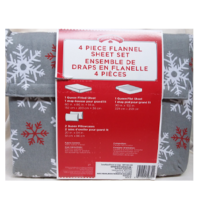 Ensemble de draps EN FLANELLE FLOCONS DE NEIGE HOLIDAY TIME LIT (3 PLACES)